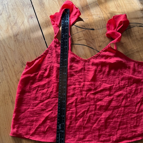 H&M Red Ruffle Strap Tank Top Size Small - Picture 6 of 7